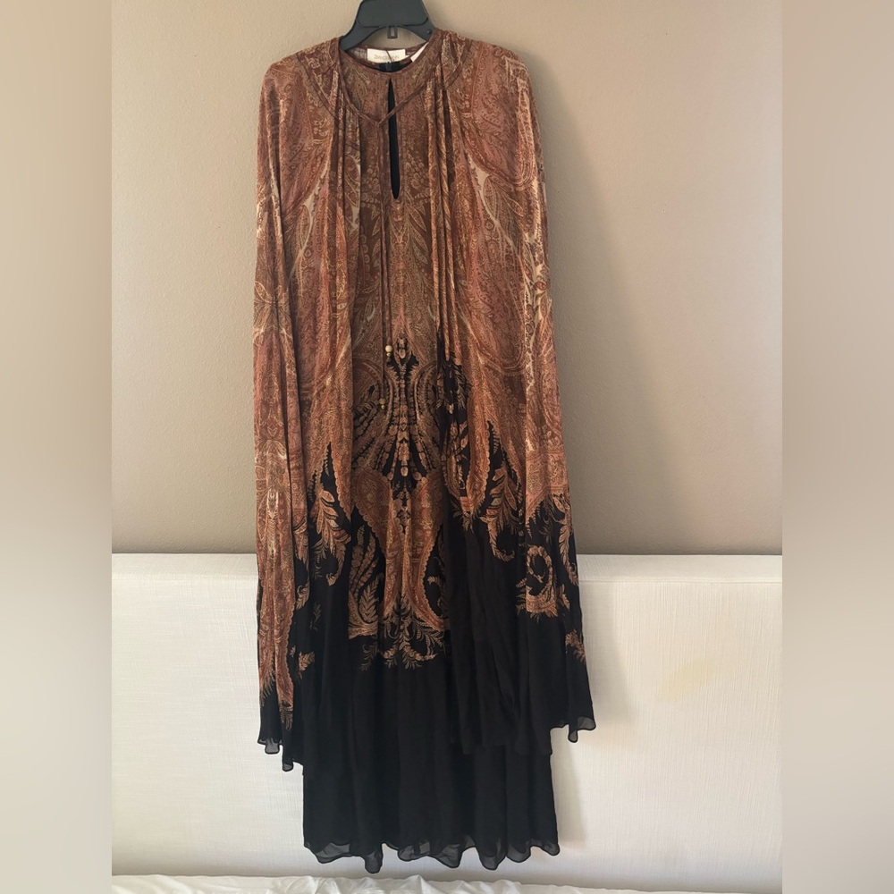 NWT Authentic  Zimmermann Hypnotic caped maxi dress sz AU 2/US 6-8
